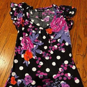Susie Rose Black and Purple Floral top size medium